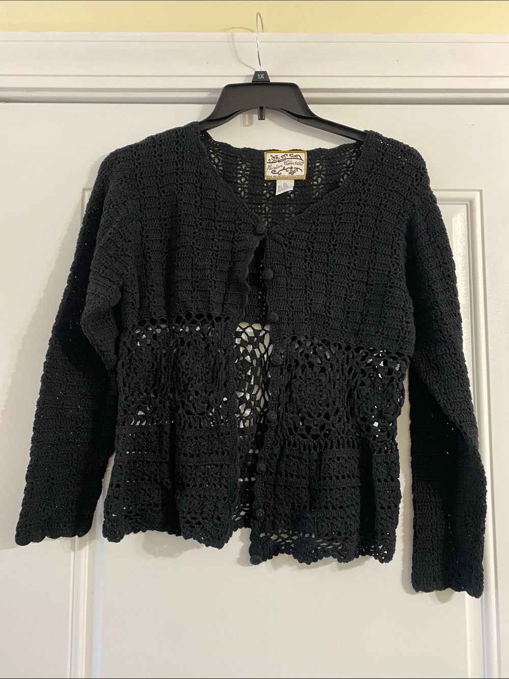Heirloom Collectibles Crochet Knit Button-Front Cardigan Sweater